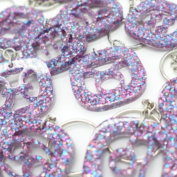 Violet Galactic Glitter ZODIAC Charm Keychain - Picture 1 of 9